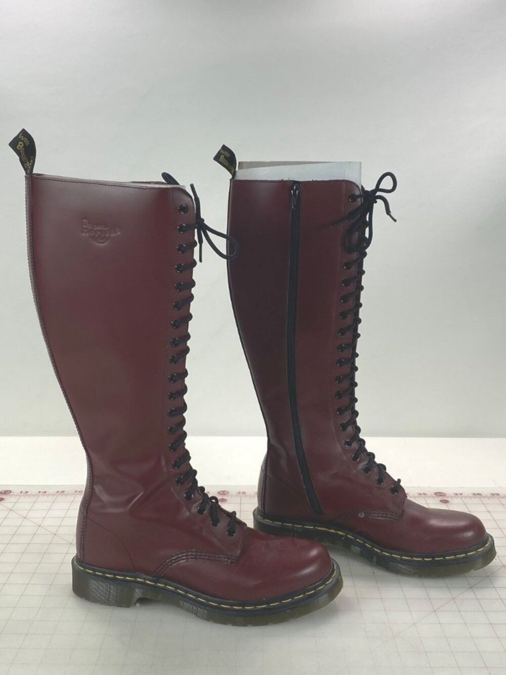 Dr. Martens Docs Cherry Red Leather 20-Eye Knee High Boots~ Size 9
